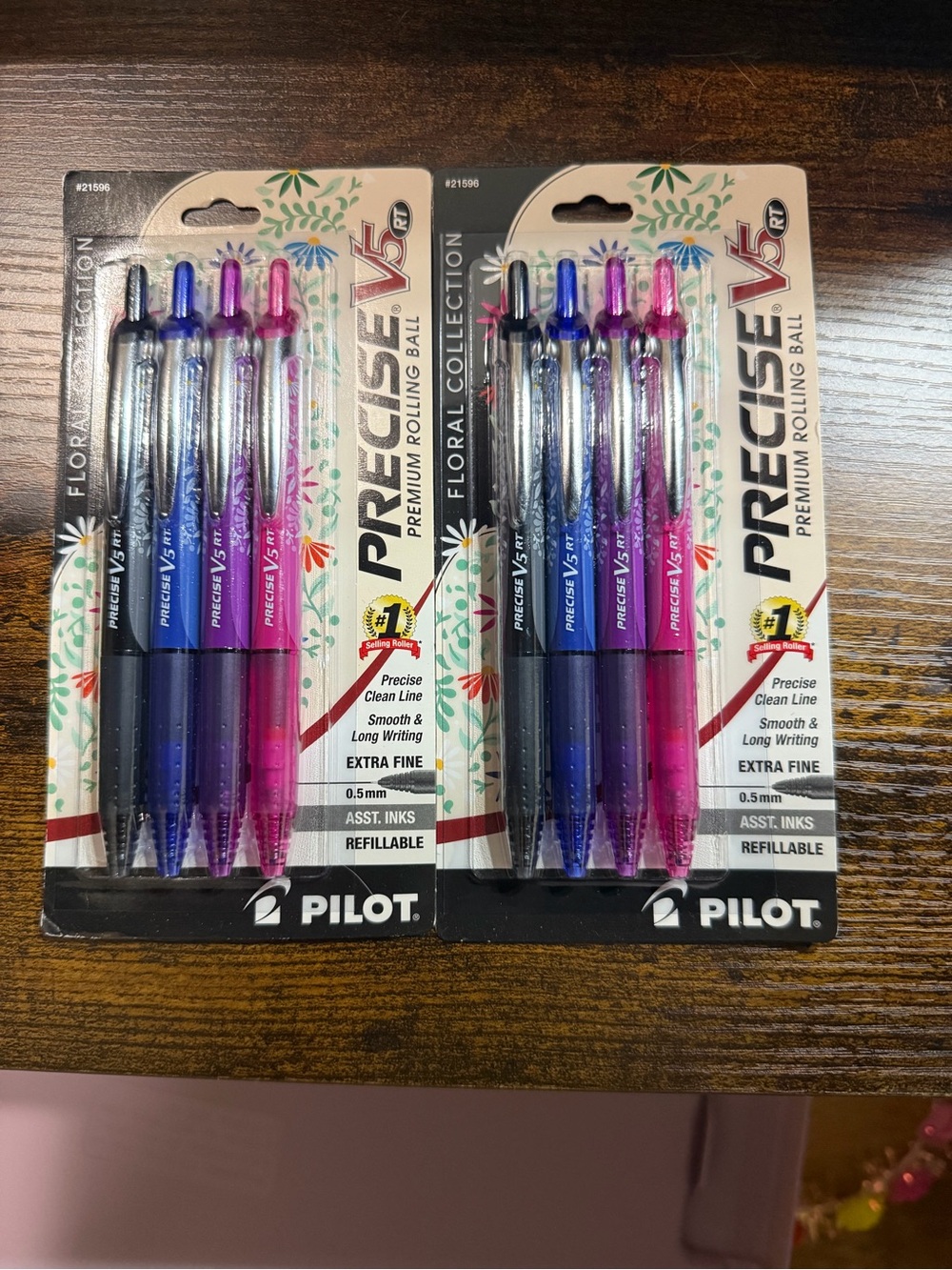 Precise V5 RT 8-Pack Extra-Fine Rolling Ball Pens — Blue, Purple, Pink, Black